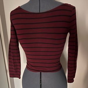 Maroon w/ Black Stripes 3/4 Sleeve Top